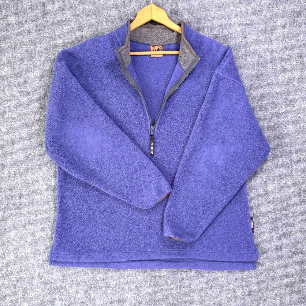 Vintage Colorado Polartec Fleece Quarter Zip Pullover Men's XL Blue Made USA
